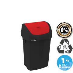 NRW Sort Affaldsspand med vippelåg 15L, Rødt låg