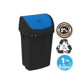 NRW Sort Affaldsspand med vippelåg 25L, Blåt låg