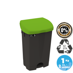 NRW Sort Affaldsspand med pedal 25L, 1 stk Grønt låg