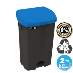 NRW Sort Affaldsspand med pedal 50 L, Blåt låg