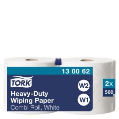 Tork W1/W2 Aftørringsrulle Kraftig 2-lag Hvid - 2 rl/krt