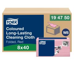 Tork W8 Allround Rengøringsklud Pink - 40 stk/pk