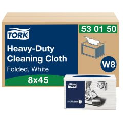 Tork W8 Aftørringsklud Kraftig Hvid - 45 stk/pk