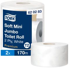 Tork T2 Toiletpapir Premium Jumbo Mini 2-lag 170 m - 2 rl/krt