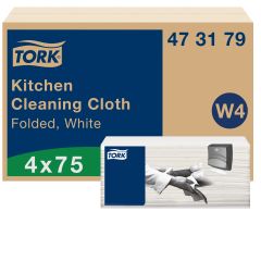 Tork Aftørringsklud "Køkken" 1-lag, Hvid - 75 stk/pk.