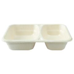 Træfibermasse Bakke 2-rum Bio 640/465 ml - 2 ps x 87 stk/krt