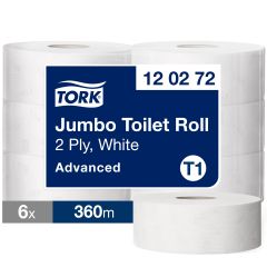 Tork T1 Jumbo Toiletpapir Advanced 2-lags, Hvid - 6 rl/krt.