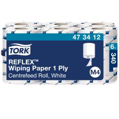 Tork M4 Håndklæderulle Reflex QuickDry 1-lag Hvid - 6 rl/krt