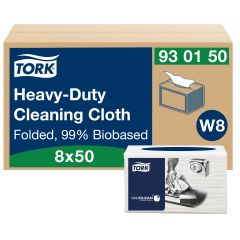 Tork W8 Aftørringsklud biobaseret kraftig 31,5 x 38,5 cm - Hvid