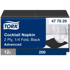 Tork Serviet 24x24 cm 2-lag, Sort - 200 stk/pk
