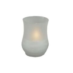 Lysbowle Brændetid 40 timer Frostet Hvid Glas - 9 stk/krt