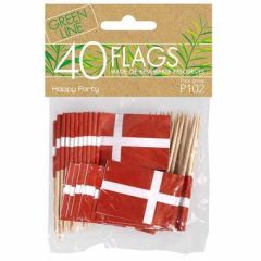 Kageflag på træpind 3,5 x 7cm Papir Rød/Hvid - 12 pk x 40 stk/krt