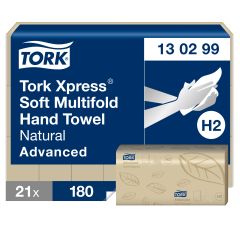 Tork Håndark Xpress H2 Natur FSC - 21 pk x 180 ark/krt