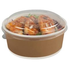 Karton Skål m. RPET låg 700 ml 145/125 x 66 mm - 150 stk/pk