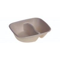 Sukkerrørsfiber Bakke Bio Coated 2-rum 900 ml - 100 stk/pk