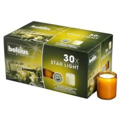 Glaslys Starlight Refill Ravgul 50 timer - 30 stk/krt