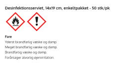 Desinfektionsserviet, 14x18 cm, enkeltpakket - 50 stk/pk