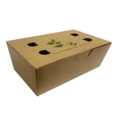Pap Pølseæske m. låg Brun FSC 145 x 81 x 53 mm - 100 stk/pk