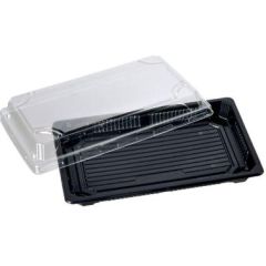 Sushibakke 1-rum 220 x 140 x 40 mm PS Sort/Klar - 4 ps x 100 stk/krt