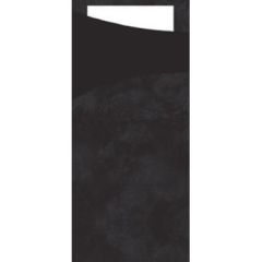 Duni Sachetto 8.5 x 20 cm Sort med Hvid Serviet - 100 stk/pk