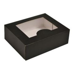 Æske 145x125x50 mm med Rude PE Mat sort - 200 stk/krt