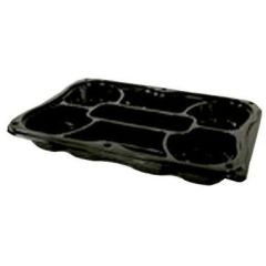 RPET Bakke m. låg 7-rum Sort/Klar 350 x 240 mm - 25 stk/krt