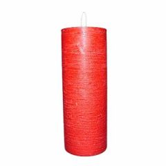 LED Bloklys 7.5 x 20 cm m/3D flamme Rød - 24 stk/krt