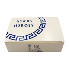 Take-Away Æske Stor Gyros Heroes 215 x 150 x 60 mm 350 gsm Hvid - 300 stk/krt - UDEN AFGIFTER OG GEBYR