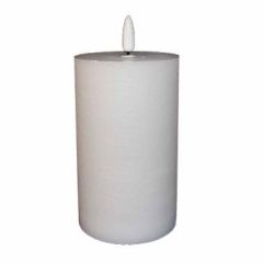 LED Bloklys 7.5 x 10 cm m/3D flamme Hvid - 24 stk/krt