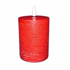 LED Bloklys 7.5 x 10 cm m/3D flamme Rød - 24 stk/krt