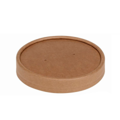 Pap Låg til 2,4 og 3,6 dl Bæger PLA Coated Brun - 25 stk/pk
