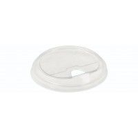 PLA Låg m. drikkeåbning Ø 96 mm Klar - 100 stk/pk