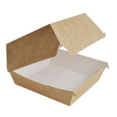 Pap Burgerboks Brun/Hvid 100 x 100 x 80 mm - 120 stk/pk