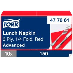 Tork Frokostserviet 33 x 33 cm Rød - 10 pk x 150 stk/krt