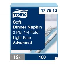 Tork Middagsserviet 39x39 cm 3-lag, Lyseblå - 100 stk/pk