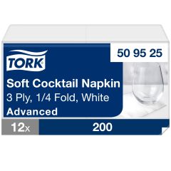 Tork Serviet 24x24 cm 3-lag, Hvid - 200 stk/pk