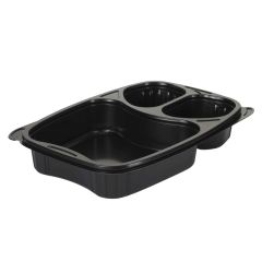 Bakke Bistro 3-rum 885 ml 254 x 174 x 42 mm PP Sort - 6 pk x 50 stk/krt