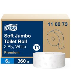 Tork T1 Soft Jumbo Toiletpapir Premium 2-lags Hvid - 6 Rl/krt.