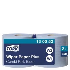 Tork W1/W2 Aftørringsrulle Plus Industri 2-lag Blå - 2 rl/krt