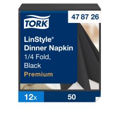 Tork Linstyle Middagsserviet 39x39 cm, Sort - 50 Stk/pk