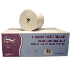 Håndklæderulle Pristine 1-lags 300 m u/Hylse - 6 rl/krt