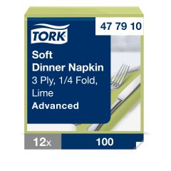 Tork Middagsserviet 39x39 cm 3-lag, Lime - 12 pk x 100 stk/krt