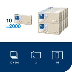 Tork Frokostserviet 1/8 Fold 33 x 33 cm Natur - 10 pk x 200 stk/krt