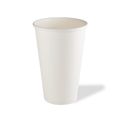 Singlewall Kaffebæger 500 ml/16 oz 100% komposterbar Hvid - 50 stk/pk