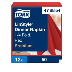 Tork Linstyle Serviet 39x39 cm, Rød - 12 pk x 50 stk/krt