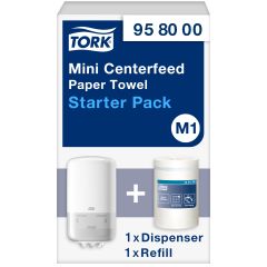 Tork M1 Håndklæderulle Startpakke Mini rulle 1-lag Hvid