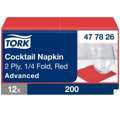 Tork Serviet 24x24 cm 2-lag, Rød - 200 stk/pk