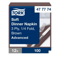 Tork Middagsserviet 39x39 cm 3-lag, Brun - 100 stk/pk