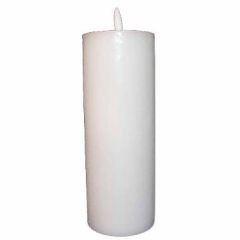 LED Bloklys 7.5 x 20 cm m/3D flamme Hvid - 24 stk/krt