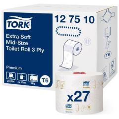Tork T6 Premium Extra Soft Mid-Sized Toiletpapir 3-lags - 27 rl/krt